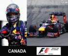 Sebastian Vettel 2013 Kanada Grand Prix yaptığı zafer kutluyor
